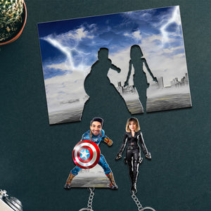 Custom Photo Gifts for Couple Keyholder, Superhero Couple 03toti220824 - Key Holder - GoDuckee