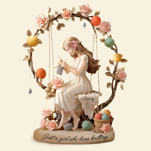 Dreamy Kniting Girl Plaque - Personalized Gifts For Knitting Lovers 02qhti070725 - Shaped Plaques - GoDuckee