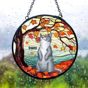 Personalized Autumn Cat Suncatcher 03qhti030824 - Ornament - GoDuckee