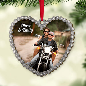 Custom Motorcycle Photo Ornament, Gift For Couple, Christmas Gift, Couple Ornament - Ornament - GoDuckee