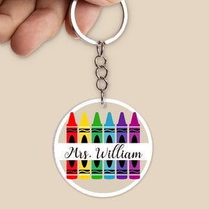 Personalized Teacher Keychain, Crayons Shape, Gift For Teacher - Keychains - GoDuckee