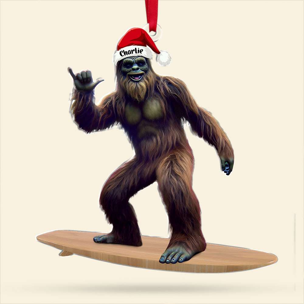 Personalized Gifts For Surfer Ornament, Wild Bigfoot Surfing 01QHTI291024 - Ornament - GoDuckee