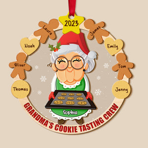 Grandma's Cookie Tasting Crew, Gift For Grandma, Personalized Ornament, Cookie Grandkids Mixed Ornament, Christmas Gift - Ornament - GoDuckee