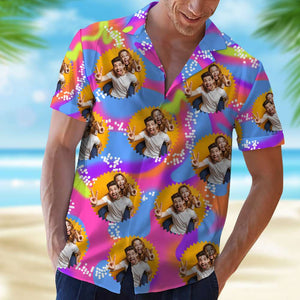 Pattern Couple Photo 04NADT120723 Personalized Hawaiian Shirt, Gifts For Couple - Hawaiian Shirts - GoDuckee