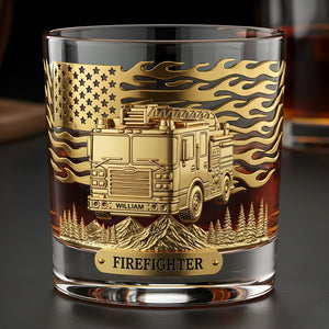 Firefighter Fire Dept Whiskey Glass, Personalized Gifts For Firefighter Retirees and Active Duty 03qhti050825 - Whiskey Glass - GoDuckee