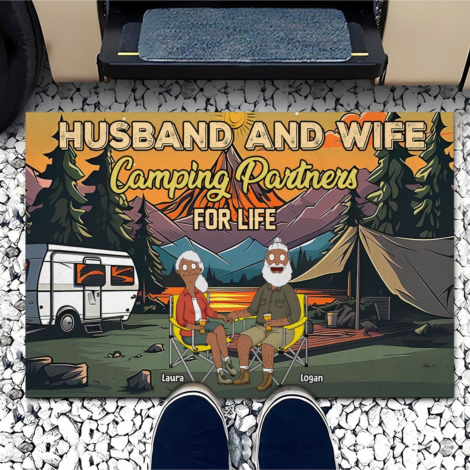Personalized Gifts For Couple Doormat Camping Partners For Life 05xqti110225pa - Doormat - GoDuckee