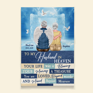 To My Husband In Heaven, Universary Personalized Heaven Couple Canvas Poster 03BHDT231222TM - Poster & Canvas - GoDuckee