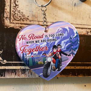 No Ride Is Too Long When We're Riding Together, Personalized Biker Couple Keychain - Keychains - GoDuckee