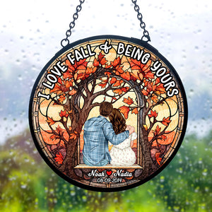 Personalized Gift For Couple, Peaceful Autumn Stained Glass Suncatcher 03QHTI050824TM - Ornament - GoDuckee