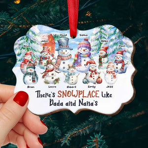 There's Snowplace Like Dada And Nana's, Medallion Wood Ornament, Gifts For Snowman Family 03ACDT050923 - Ornament - GoDuckee