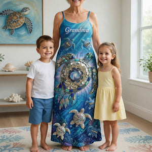 Turtle Grandma And Kids Maxi Dress - Personalized Gifts For Grandma 05HUTI080426 - Dress - GoDuckee