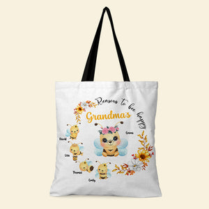 Reasons To Bee Happy, Personalized Tote Bag, Gifts For Grandma - Tote Bag - GoDuckee