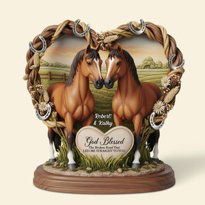 Horse Couple Plaque - Personalized Gifts For Couple 01nati140625 - Shaped Plaques - GoDuckee