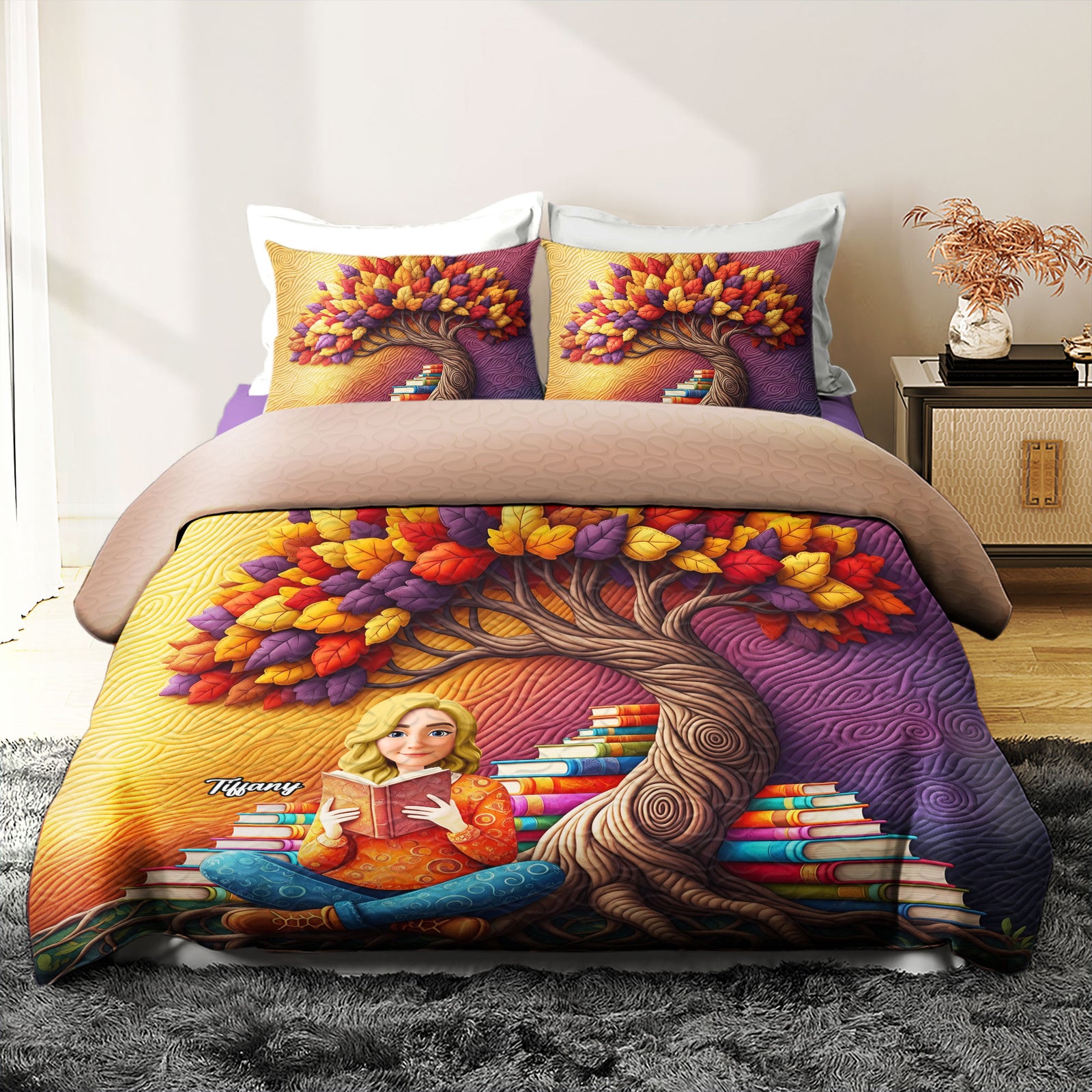 Reading Girl Quilt Bedding Set - Personalized Gifts For Book Lovers 03huti040625 - Blanket - GoDuckee