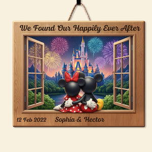 Cartoon Mouse Couple Wood Sign - Personalized Gifts For Couple 01ohti090625 - Wood Sign - GoDuckee