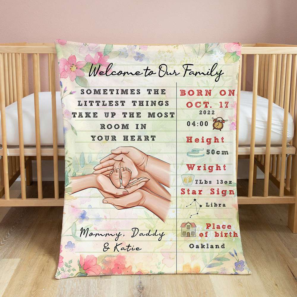Welcome To Our Family, Personalized Blanket, Love Hand Family , Gift For Family - Blanket - GoDuckee