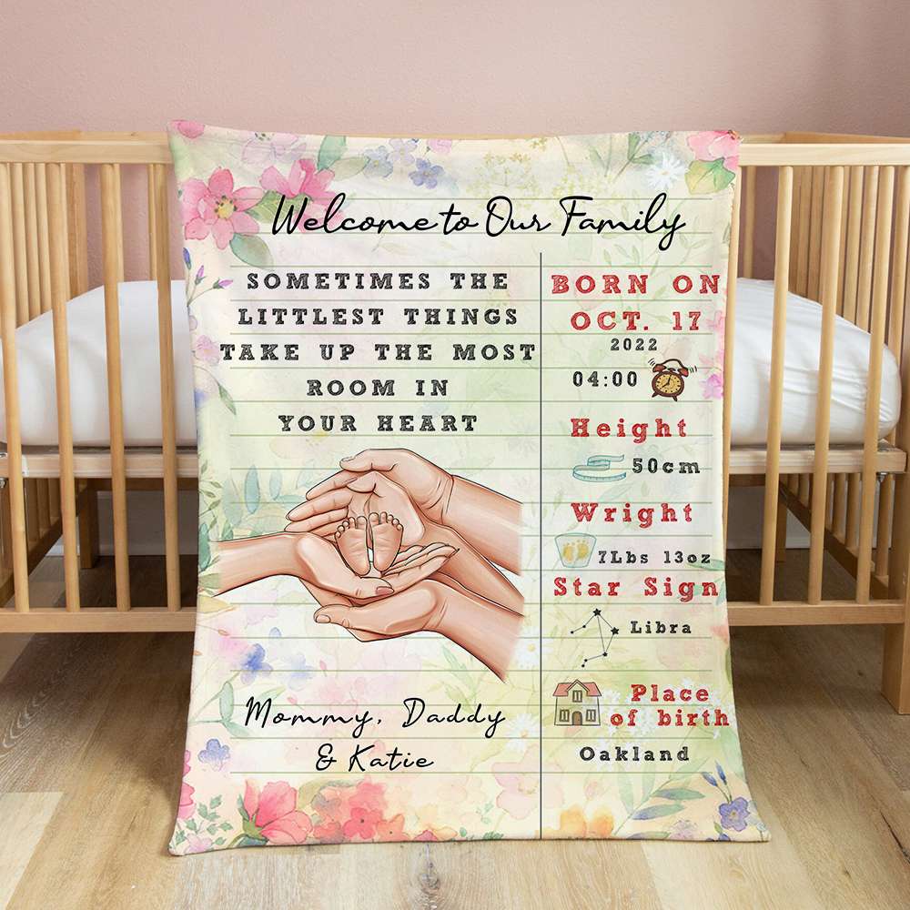 Welcome To Our Family, Personalized Blanket, Love Hand Family , Gift For Family - Blanket - GoDuckee