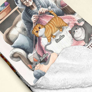 Personalized Gifts For Knitting Cat Lady Blanket 01QHTI040924 - Blanket - GoDuckee