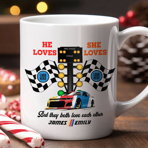 But They Both Love Each Other, Couple Gift, Personalized Mug, Racing Car Couple Mug 02HUTI091023 - Coffee Mug - GoDuckee