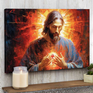 Jesus Poster, Jesus Heart Canvas Print, Christian Wall Art - Poster & Canvas - GoDuckee