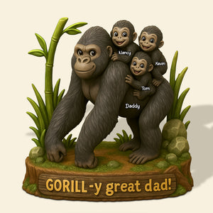 Gorilla Dad Plaque - Personalized Gifts For Dad 01nati120525 - Shaped Plaques - GoDuckee