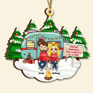 Making Memories One Campsite At A Time, Personalized Wood Ornament, Gifts For Couple - Ornament - GoDuckee