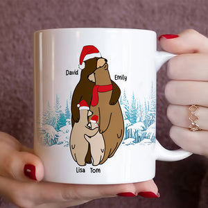 Hugging Is A Silent Way, Gift For Family, Personalized Mug, Winter Bear Family Mug, Christmas Gift - Coffee Mug - GoDuckee