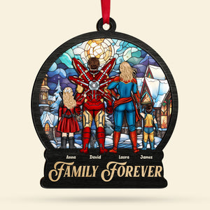 Personalized Gifts For Family Suncatcher Ornament, Superhero Family Forever 01NATI300724PA - Ornament - GoDuckee