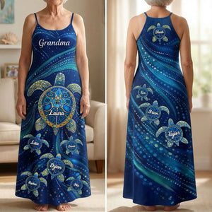 Turtle Grandma Suspender Maxi Dress - Personalized Mother's Day Gifts 01huti180326 - Dress - GoDuckee