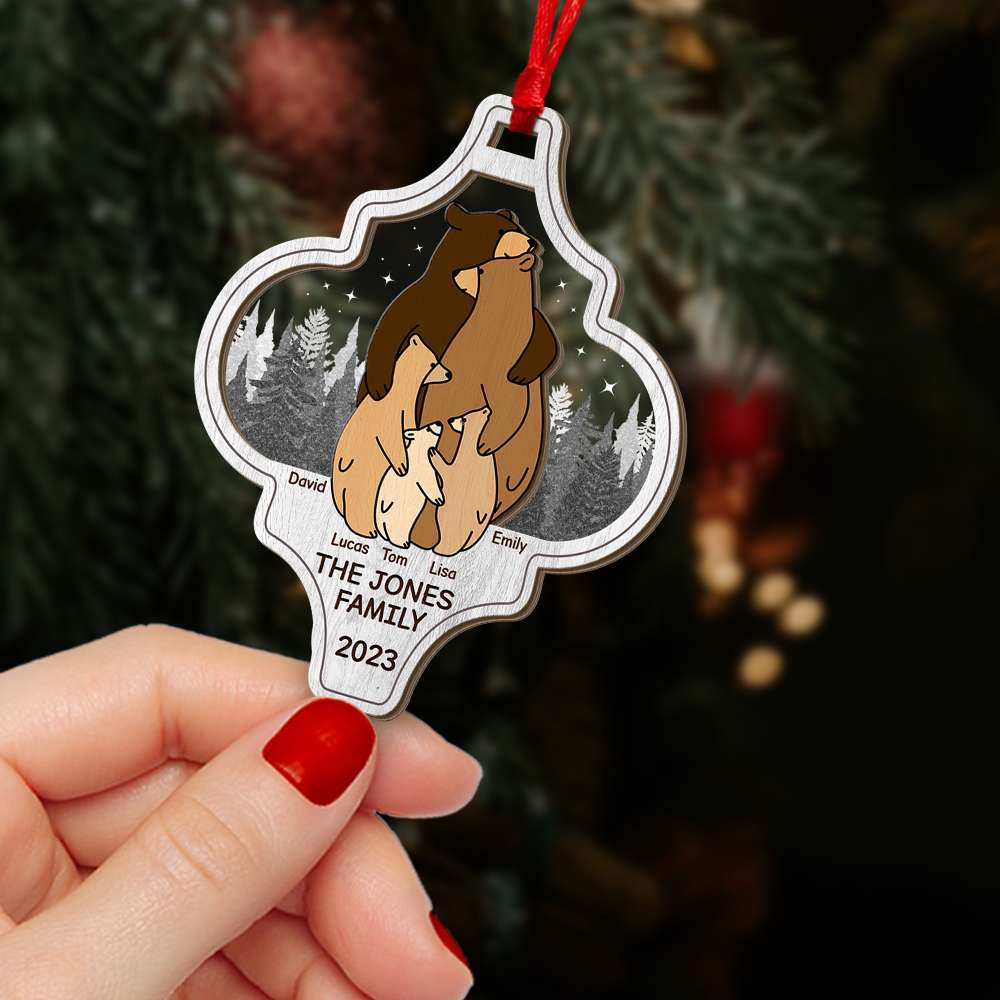 Gift For Family, Personalized Mixed Ornament, Bear Family Hugging Ornament, Christmas Gift 05NATI080923 - Ornament - GoDuckee