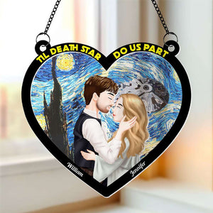 Personalized Gifts For Couple Suncatcher Window Hanging Ornament, Galaxy Couple Kissing 02NATI240724PA - Ornament - GoDuckee