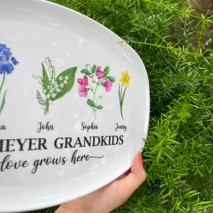 Love Grows Here, Personalized Resin Plate, Gift For Grandma - Resin Plate - GoDuckee