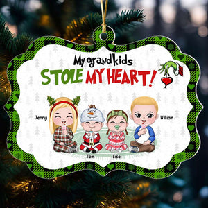 My Grandkids Stole My Heart, Gift For Family, Personalized Acrylic Ornament, Christmas Kids Ornament, Christmas Gift [UP TO 12 KIDS] - Ornament - GoDuckee