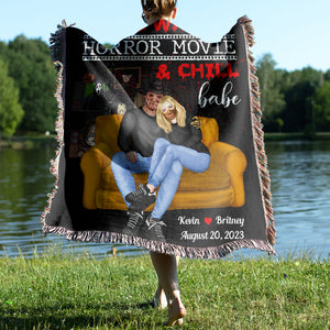 Let's Watch Movie & Chill Babe-Personalized Woven Blanket- Gift For Him/ Gift For Her- Halloween Gift- Couple Blanket-02htdt150923pa - Blanket - GoDuckee