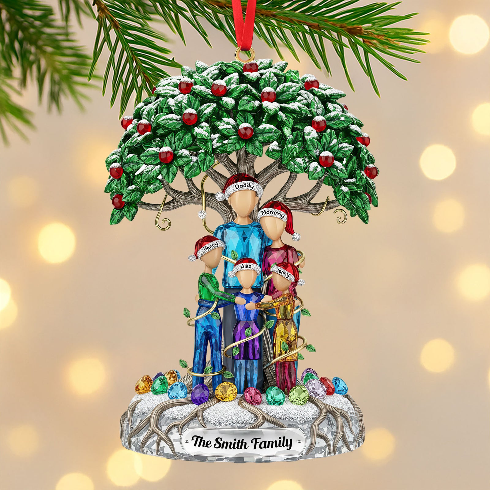Family Tree Ornament - Personalized Gifts For Family 04huti240925 - Ornament - GoDuckee