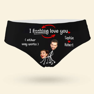 Couple I F Love You - Men & Women Boxer Briefs - Upload Face Photo - Either Way Works Couple Underwear - Boxer Briefs - GoDuckee