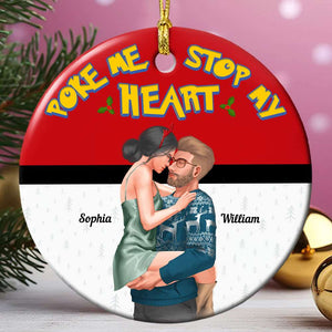 Stop My Heart, Couple Gift, Personalized Ceramic Ornament, Hugging Couple Ornament, Christmas Gift 03OHTI161023DA TT - Ornament - GoDuckee