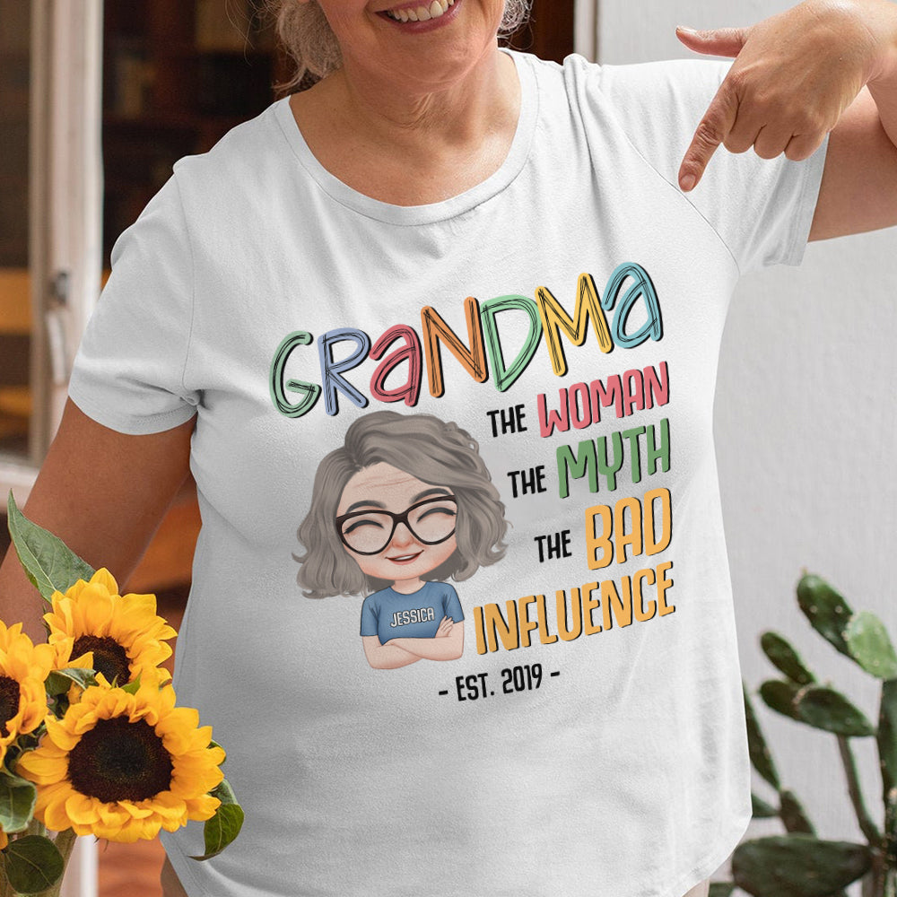 Grandma The Woman The Myth The Bad Influence - Personalized Grandma T-shirt, Hoodie, Sweatshirt - Gift For Grandma - Shirts - GoDuckee
