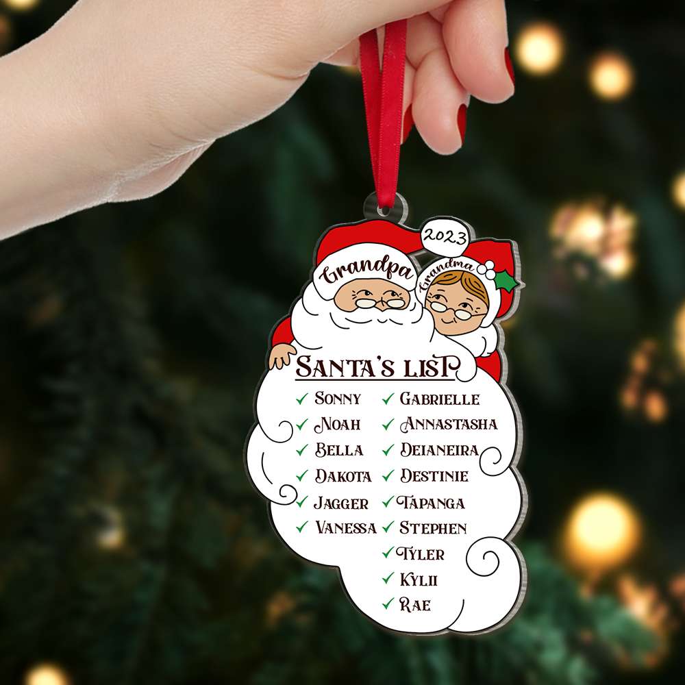 Santa's List, Gift For Grandkids, Personalized Acrylic Ornament, Grandparents Santa List Ornament, Christmas Gift - Ornament - GoDuckee