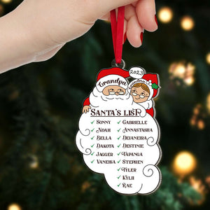 Santa's List, Gift For Grandkids, Personalized Acrylic Ornament, Grandparents Santa List Ornament, Christmas Gift - Ornament - GoDuckee