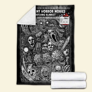This Is My Horror Movies Watching Blanket, Gift For Horror Movie Fan, Personalized Blanket, Custom Name Horror Blanket 03HUTI200723 - Blanket - GoDuckee