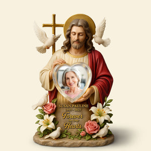 Memorial Jesus Plaque - Custom Photo Gifts For Jesus Lovers 01huti030625 - Shaped Plaques - GoDuckee