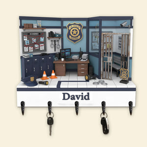 Police Office Wood Key Hanger - Personalized Gifts For Police Key Hanger 03HYTI021225 - Wood Sign - GoDuckee