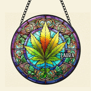 Personalized Gifts For Weed Lovers Stained Glass 02toti040924 - Ornament - GoDuckee