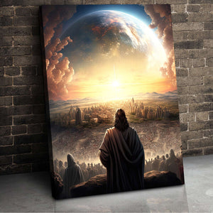 Jesus And Humans Looking Earth, Superstar Jesus Canvas Print, Christian Wall Art - Poster & Canvas - GoDuckee