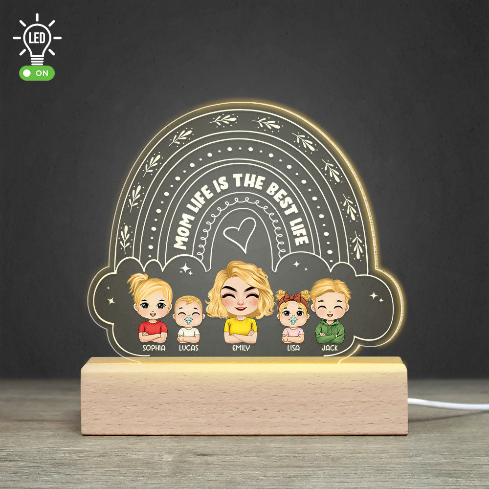 Mom Life Is The Best Life Personalized 3D Led Light - Led Night Light - GoDuckee