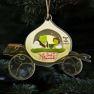 Green Couple Just Married Personalized Ornament, Funny Gift Idea For Couple, Couple Christmas Gift 03QHTI211023 - Ornament - GoDuckee