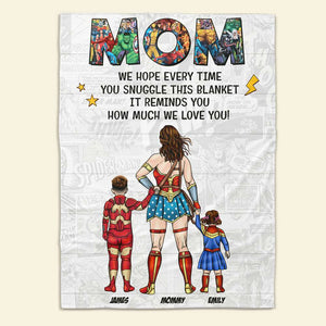 Personalized Gifts For Mom Blanket Super Mom And Kids 01NATI200325PA - Blanket - GoDuckee