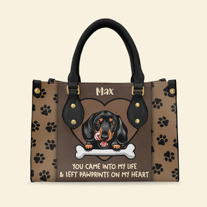 You Came Into My Life And Left Paw Prints On My Heart Personalized Leather Bag Gift For Dog Lover - Leather Bag - GoDuckee
