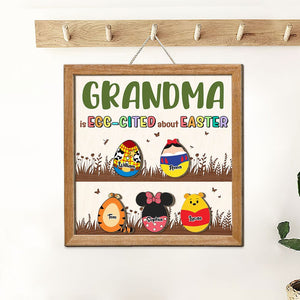 Personalized Gifts For Nana Wood Sign Grandma Is Egg-Cited About Easter 02HTTI200224 - Wood Signs - GoDuckee